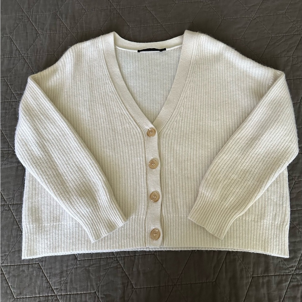 Jenni Kayne cropped cashmere cocoon cardigan S ivory